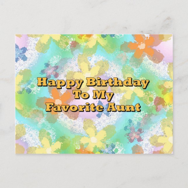 Postal Feliz Cumpleaños A Mi Tía Favorita (Anverso)
