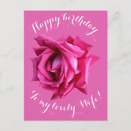 Postal Feliz cumpleaños a su esposa rosa rosado caliente 