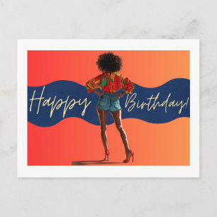 Postal Feliz Cumpleaños a Ti Hermana Melanina Reina Negra