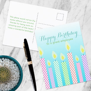 Postal Feliz Cumpleaños a un Gran Empleado Velas Rayadas