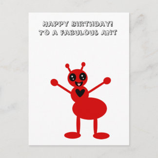 Postal Feliz cumpleaños a una hormiga fabulosa