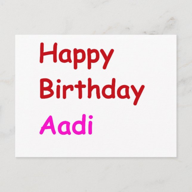 Postal Feliz cumpleaños Aadi (Anverso)
