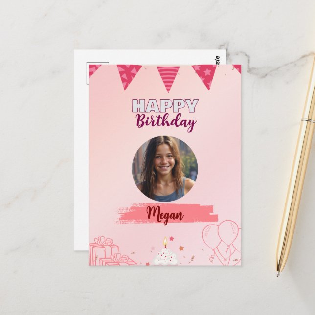 Postal Feliz cumpleaños adolescente dulce niña  (Anverso/Reverso In Situ)