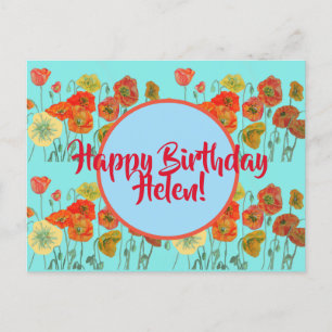 Postal Feliz cumpleaños, adormidera floral señoras nombre