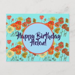 Postal Feliz cumpleaños, adormidera floral señoras nombre