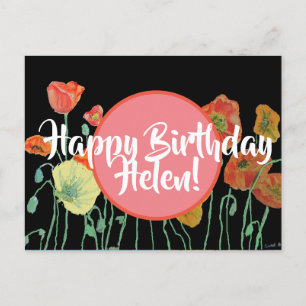 Postal Feliz cumpleaños, adormidera floral señoras nombre