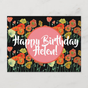 Postal Feliz cumpleaños, adormidera floral señoras nombre