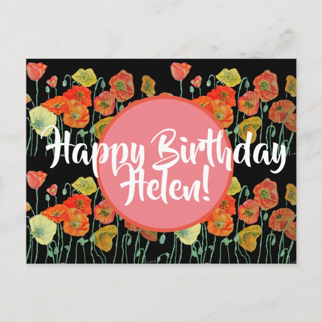 Postal Feliz cumpleaños, adormidera floral señoras nombre (Anverso)