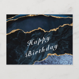 Postal Feliz cumpleaños - Agy Navy Blue Gold Gemstone