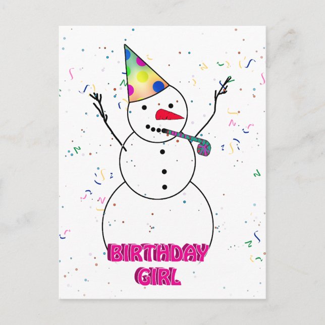 Postal ¡Feliz cumpleaños al Chica de cumpleaños! (Anverso)