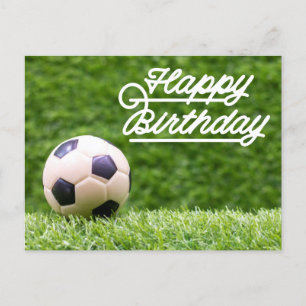 Postal Feliz cumpleaños al fútbol con la carta verde