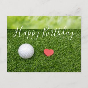 Postal Feliz cumpleaños al golfista con amor y pelota de