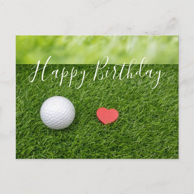 Postal Feliz cumpleaños al golfista con amor y pelota de  (Anverso)
