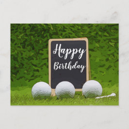 Postal Feliz cumpleaños al golfista con pelota de golf en