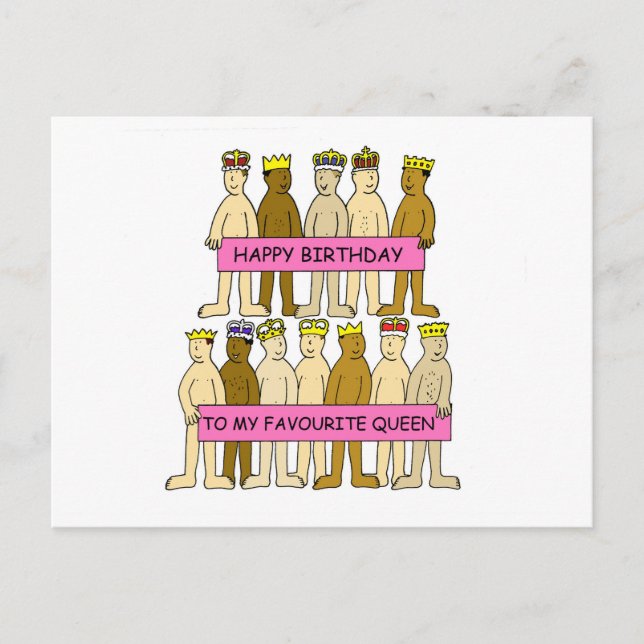 Postal Feliz cumpleaños al humor gay favorito de la reina (Anverso)