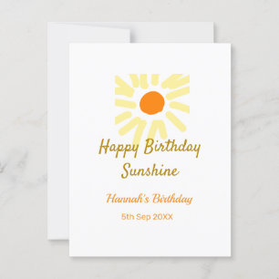 Postal Feliz cumpleaños amarillo naranja sol boho