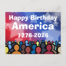 Postal Feliz cumpleaños América 1776 a 2026