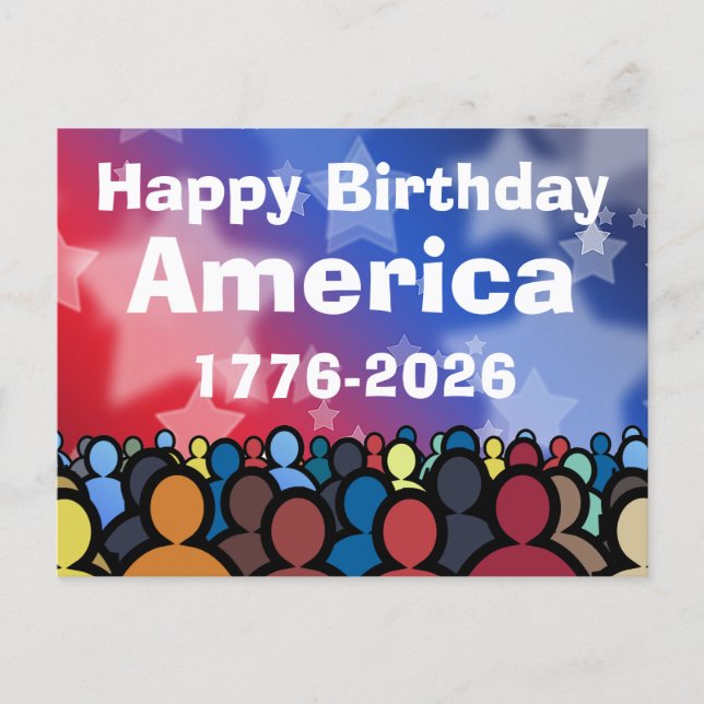 Postal Feliz cumpleaños América 1776 a 2026 (Anverso)