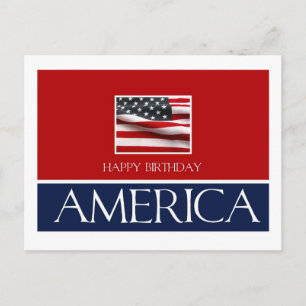 Postal Feliz cumpleaños América el 4 de julio