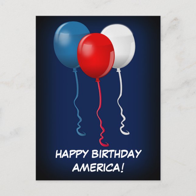 Postal Feliz cumpleaños América (globos) (Anverso)