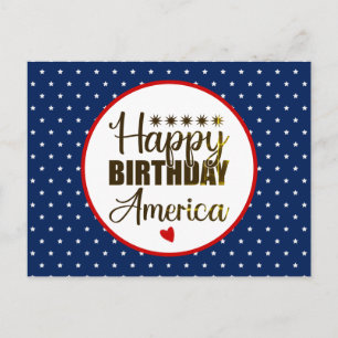 Postal Feliz cumpleaños América, Patriótico Rojo Blanco y