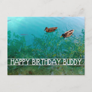 Postal feliz cumpleaños amigo (dos patos)