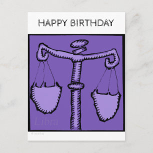 Postal Feliz cumpleaños Astrología Zodiac Libra Rótulo VH