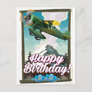 Postal ¡Feliz cumpleaños, avión vintage!