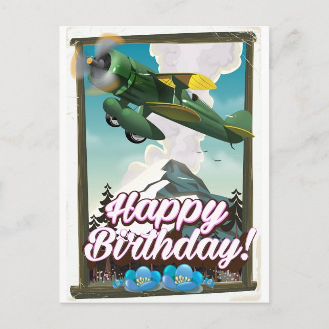 Postal ¡Feliz cumpleaños, avión vintage! (Anverso)
