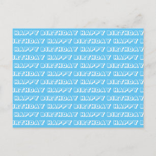 Postal "Feliz Cumpleaños" azul claro blanco