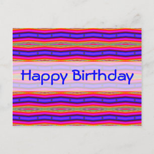 Postal Feliz cumpleaños azul rosa brillante