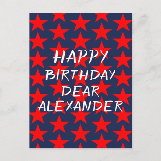 Postal Feliz Cumpleaños Azul y Rojo  (Anverso)