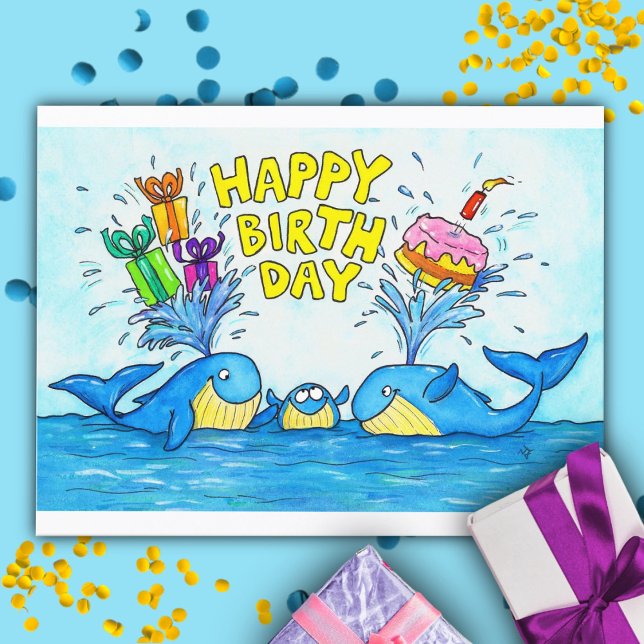 Postal Feliz Cumpleaños Ballenas (Subido por el creador)