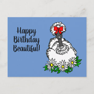 Postal Feliz Cumpleaños Bella Gallina Showgirl Silkie P