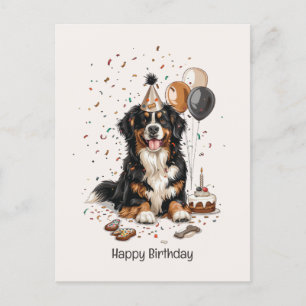 Postal Feliz cumpleaños Bernese Mountain Dog