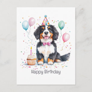 Postal Feliz Cumpleaños Bernese Mountain Dog