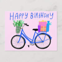 FELIZ CUMPLEAÑOS Bicicleta Azul Bonita Personaliza