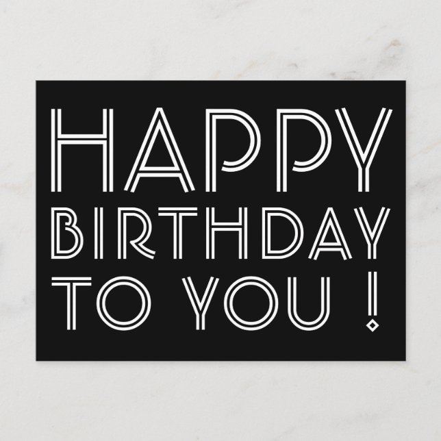 Postal "¡Feliz Cumpleaños!" Blanco y Negro (Anverso)