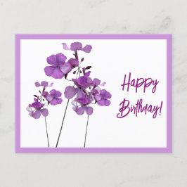 Postal Feliz cumpleaños bonito morado flores silvestres f