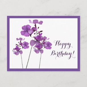 Postal Feliz cumpleaños bonito púrpura simple floral mode