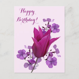Postal Feliz cumpleaños bonito tulipán rosa floral hermos