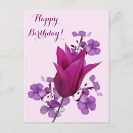 Postal Feliz cumpleaños bonito tulipán rosa floral hermos