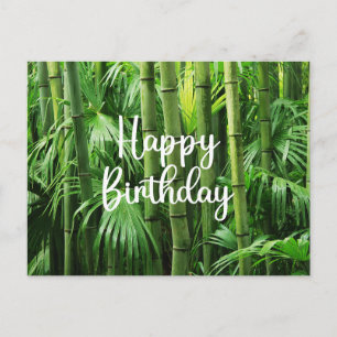 Postal Feliz Cumpleaños Bosque de Bambú Verde