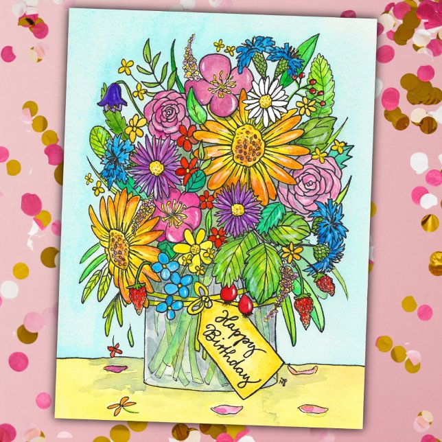 Postal feliz cumpleaños Bouquet de N. Janes (Subido por el creador)