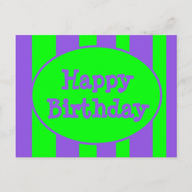 Postal Feliz cumpleaños, brillantes franjas (Anverso)