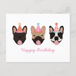 Postal Feliz cumpleaños Bulldog francés Fiestas Gorras ro