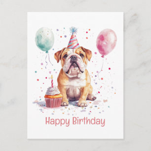 Postal Feliz Cumpleaños Bulldog Inglés