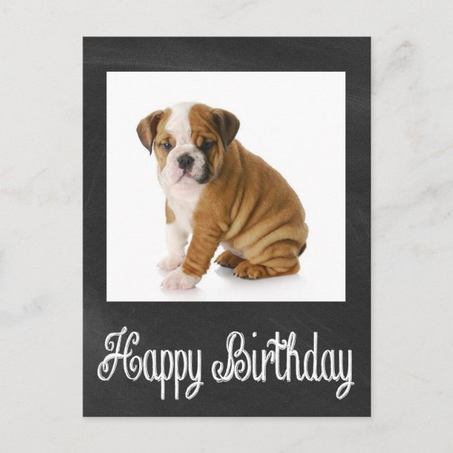 Postal Feliz cumpleaños Bulldog Papicolau (Anverso)