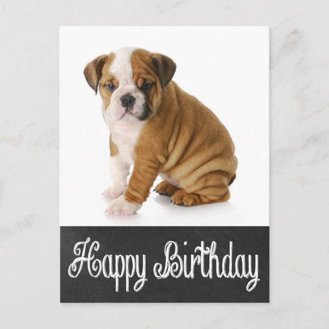 Postal Feliz cumpleaños Bulldog Papicolau (Anverso)