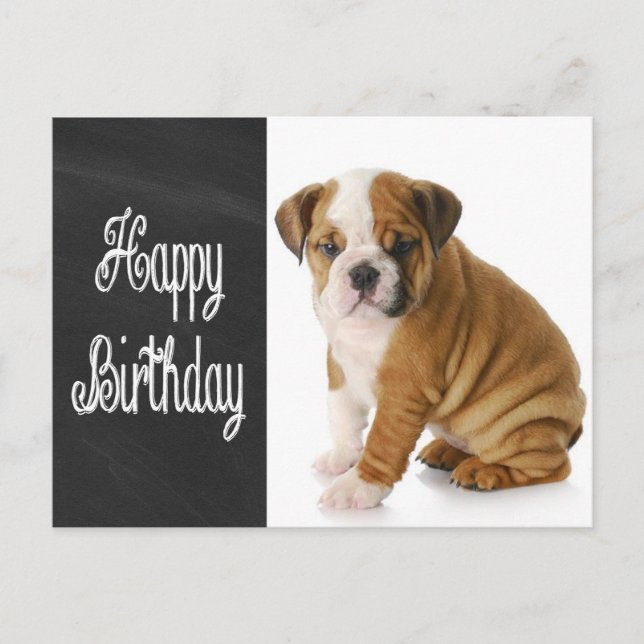 Postal Feliz cumpleaños Bulldog Papicolau (Anverso)